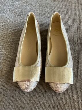 Blublonc Gold Ballerina Flats Made in Spain Euro 35 US Big Girls 3.5 NWOT